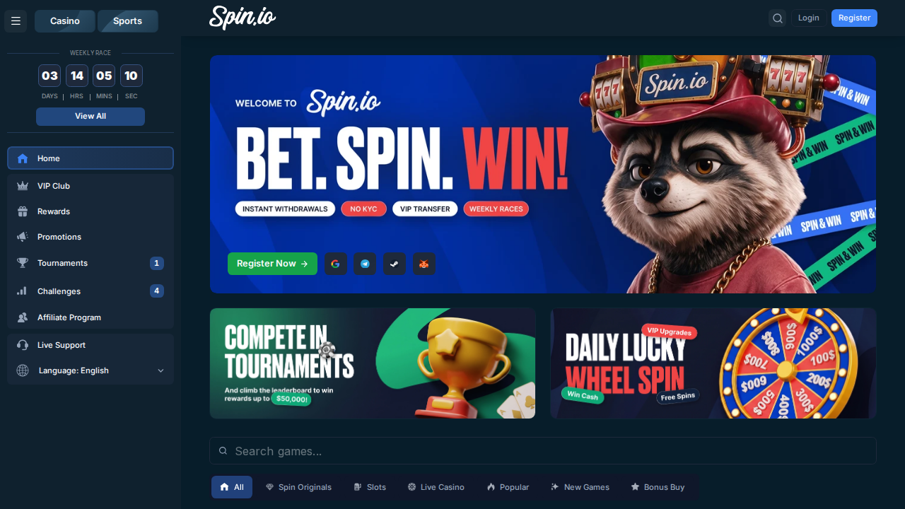 Spin no-KYC crypto casino review 2026